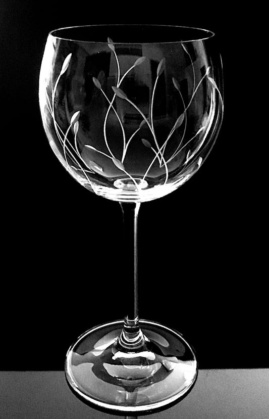 Wine Glass Bohemia Crystal Leaves stemware 6pc set