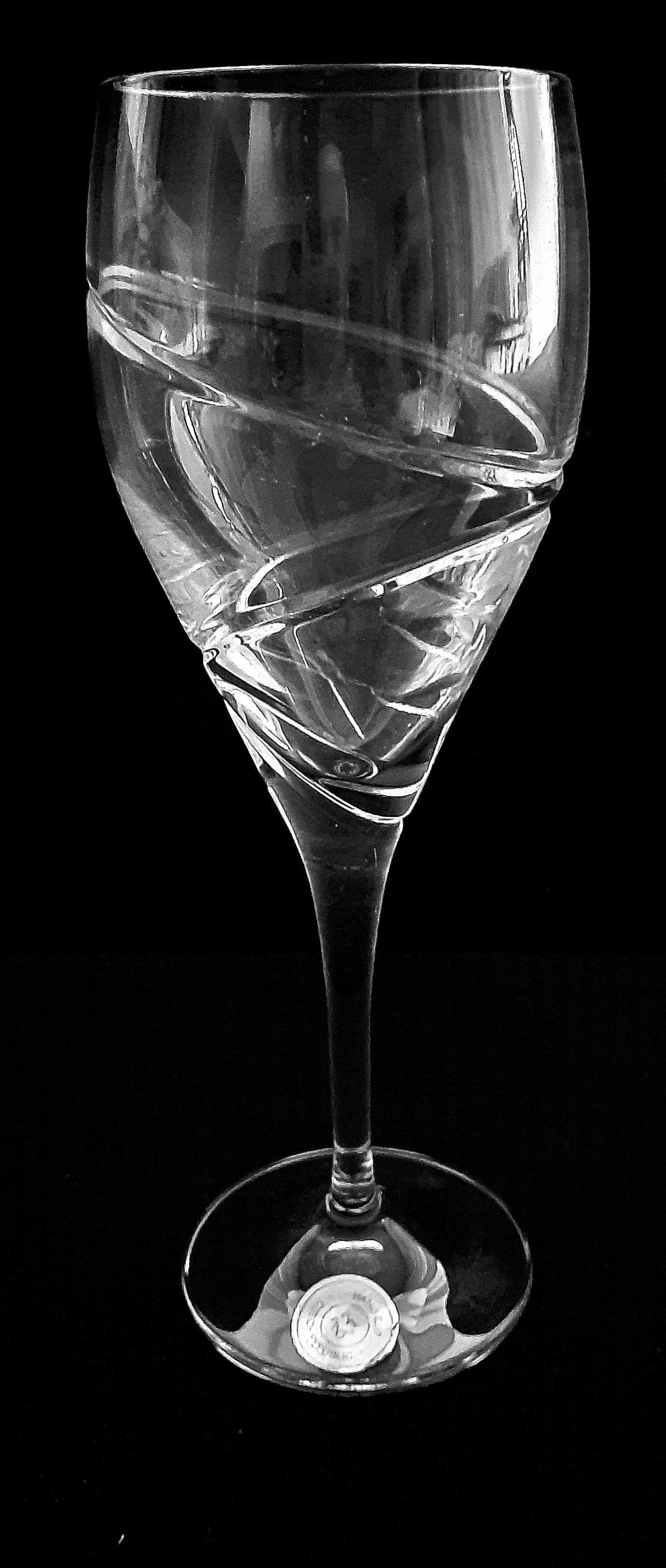 Bohemian Crystal Stemware Wine Glass Hand Cut 2pc
