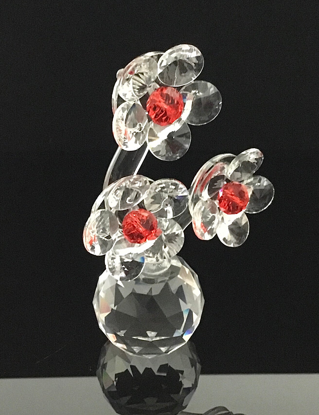 Blumentopf Kristall Figur Rot