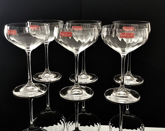 Champagne Cup Crystal Stemware optic design 6pc set