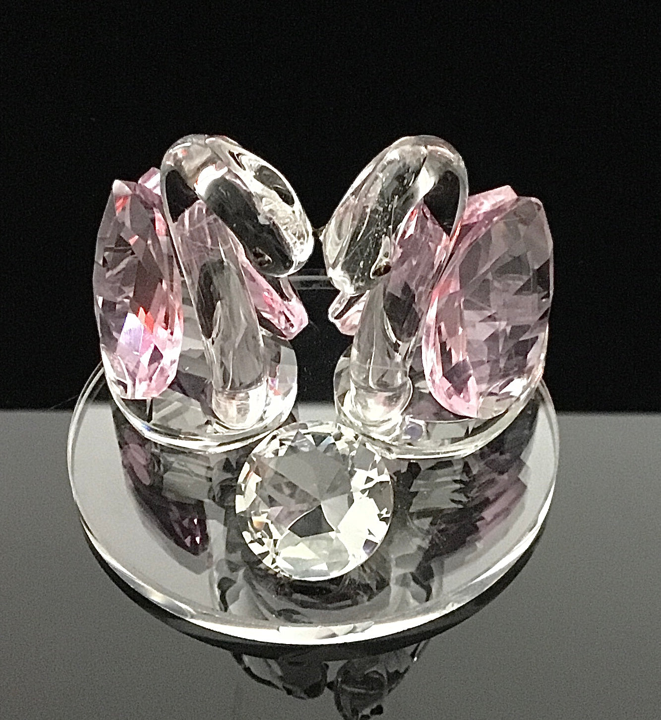 Schwanenpaar Kristallfiguren Rosa