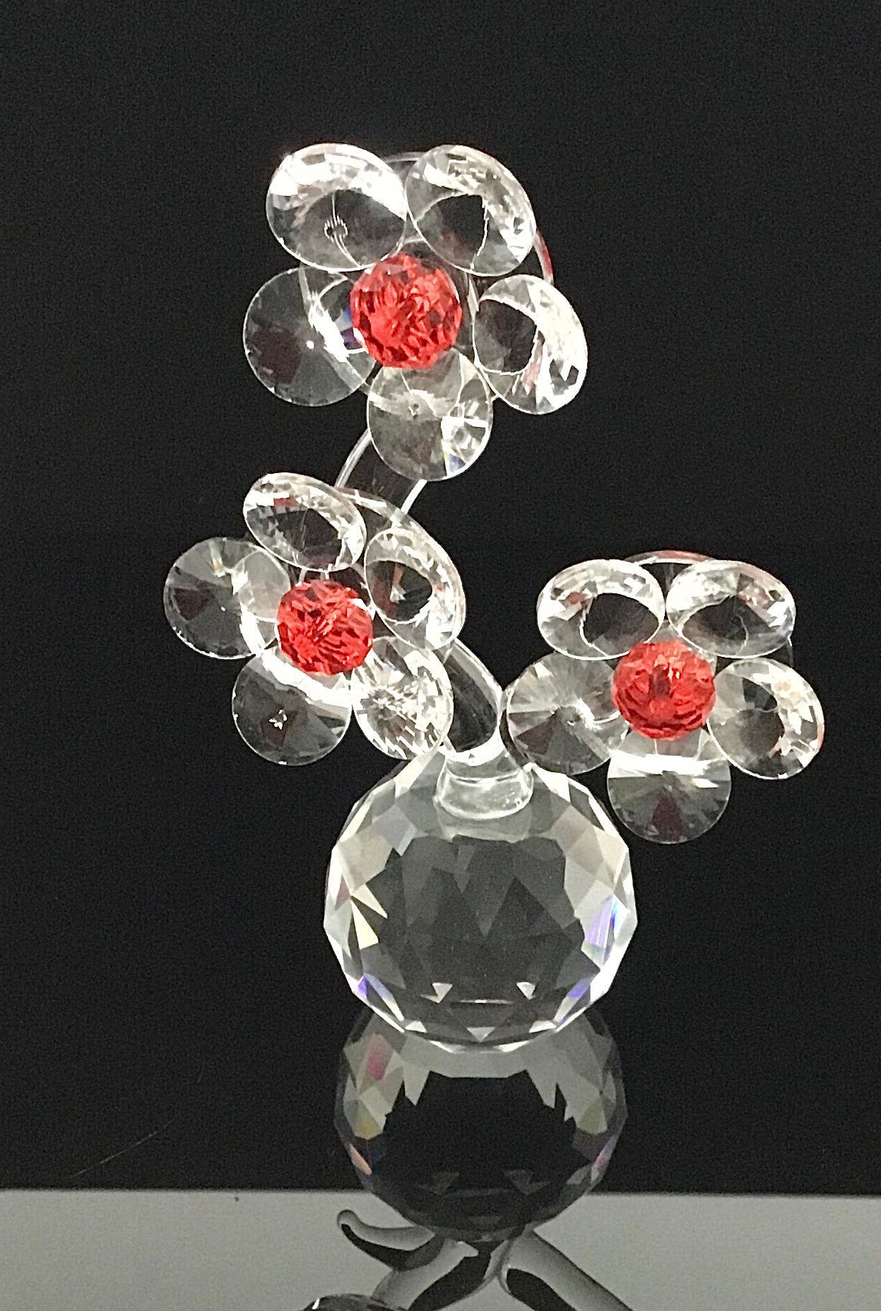 Blumentopf Kristall Figur Rot