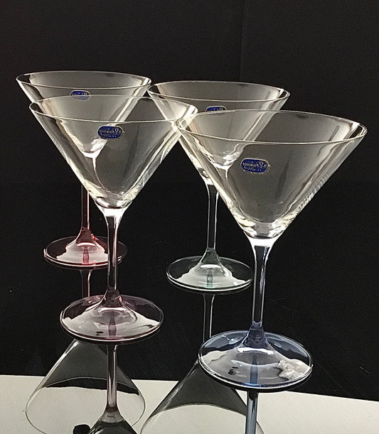 Martini Glass Bohemia Crystal Stemware set 4pc A