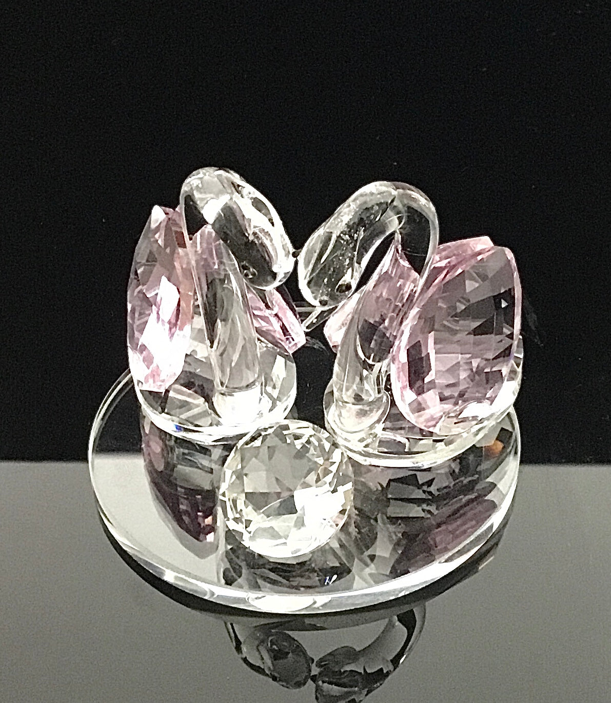 Schwanenpaar Kristallfiguren Rosa