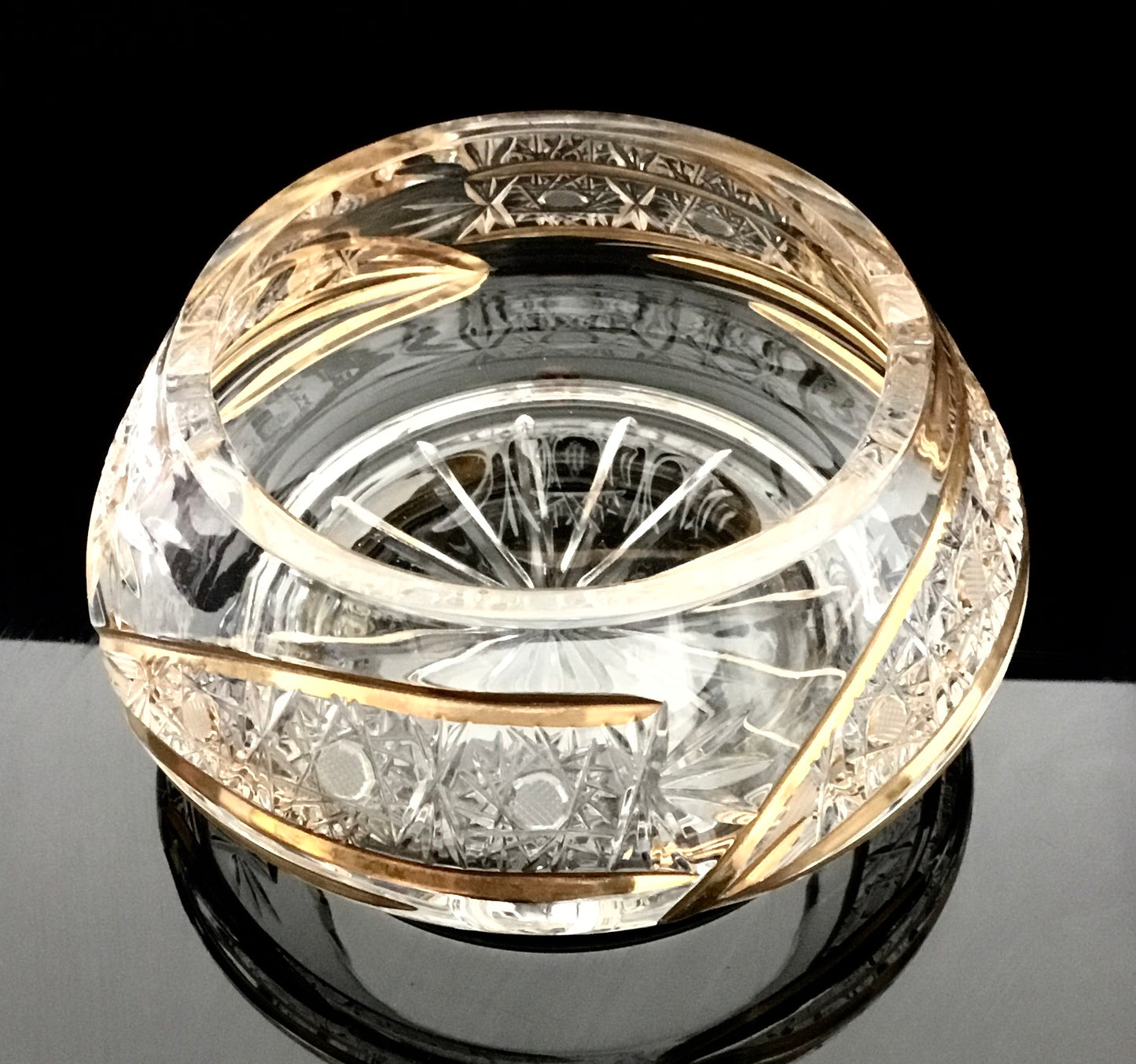 Bohemia Crystal ashtray hand cut A