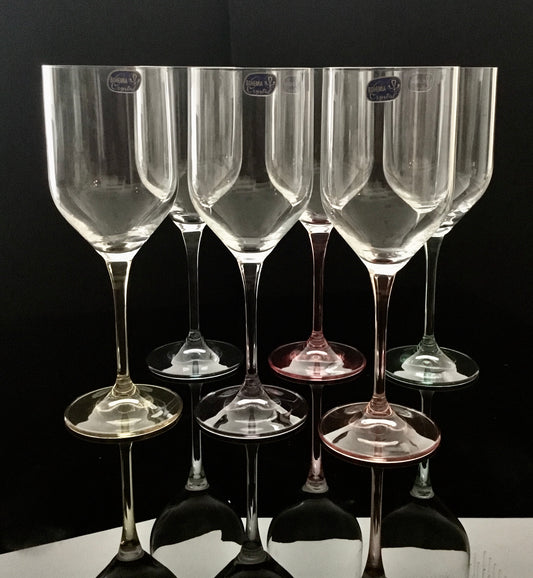 Bohemia Wine Glass Stemware 6 colours set A