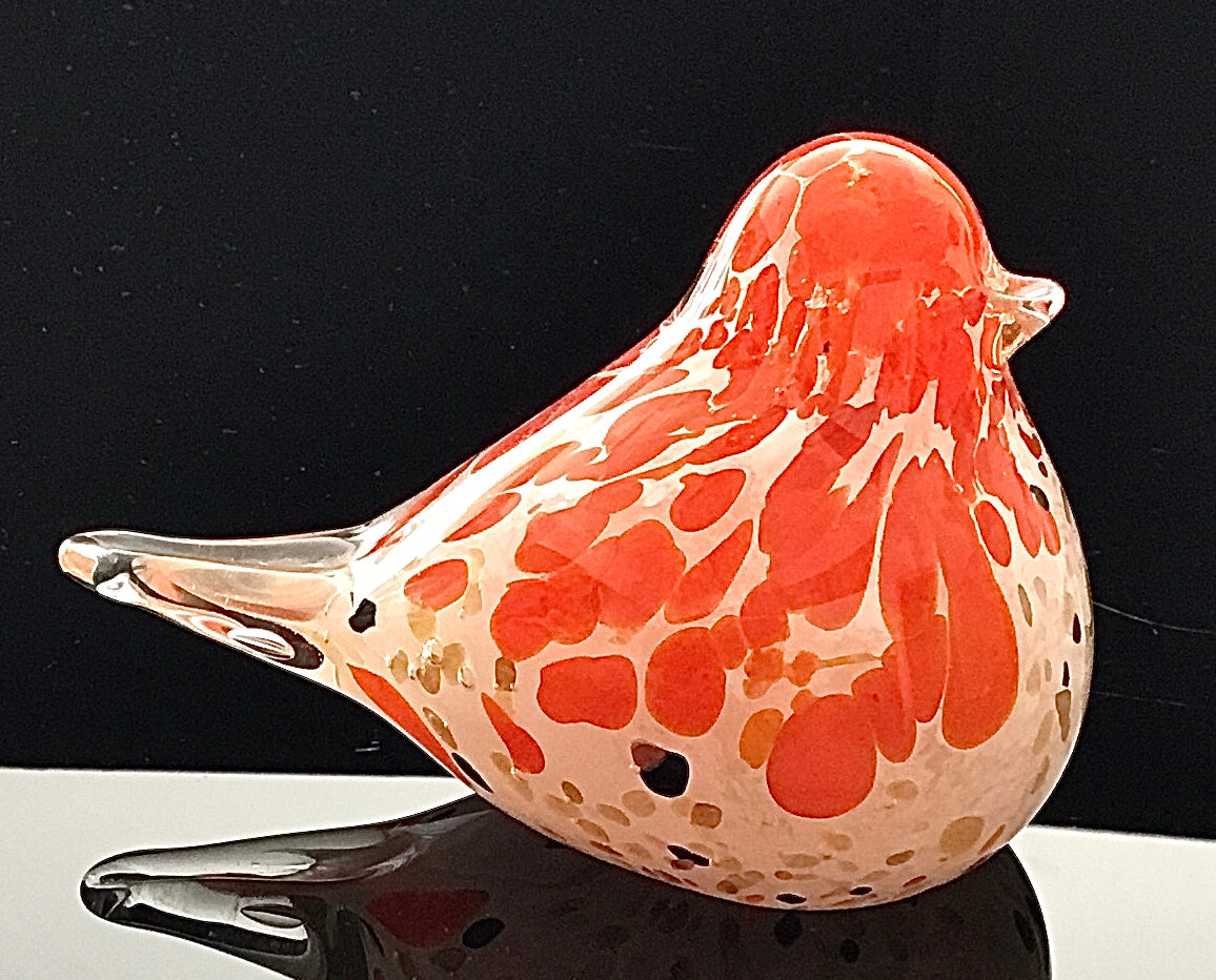 Figur orange Vogel mundgeblasen