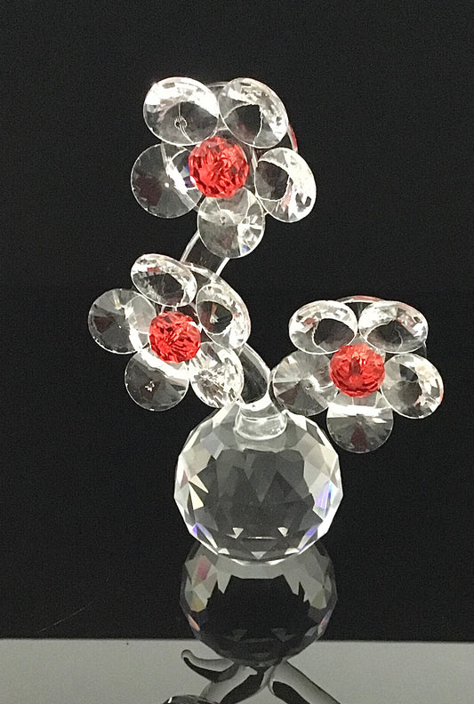 Blumentopf Kristall Figur Rot