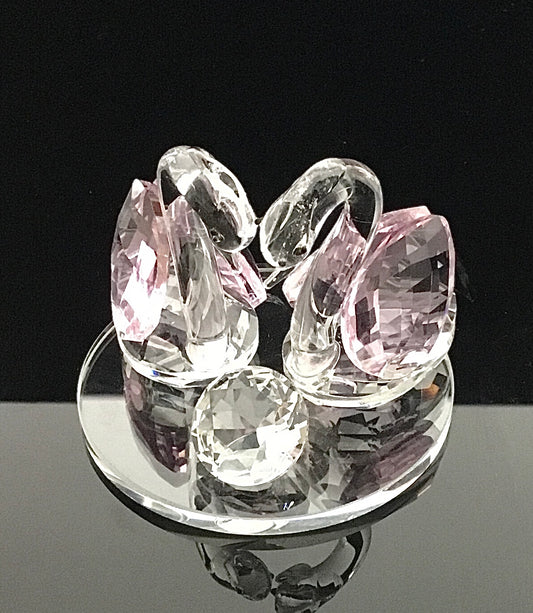Schwanenpaar Kristallfiguren Rosa