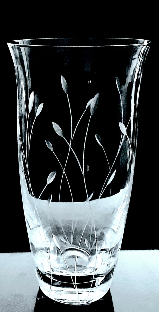 Vase Bohemia Crystal Glass decor Leaves